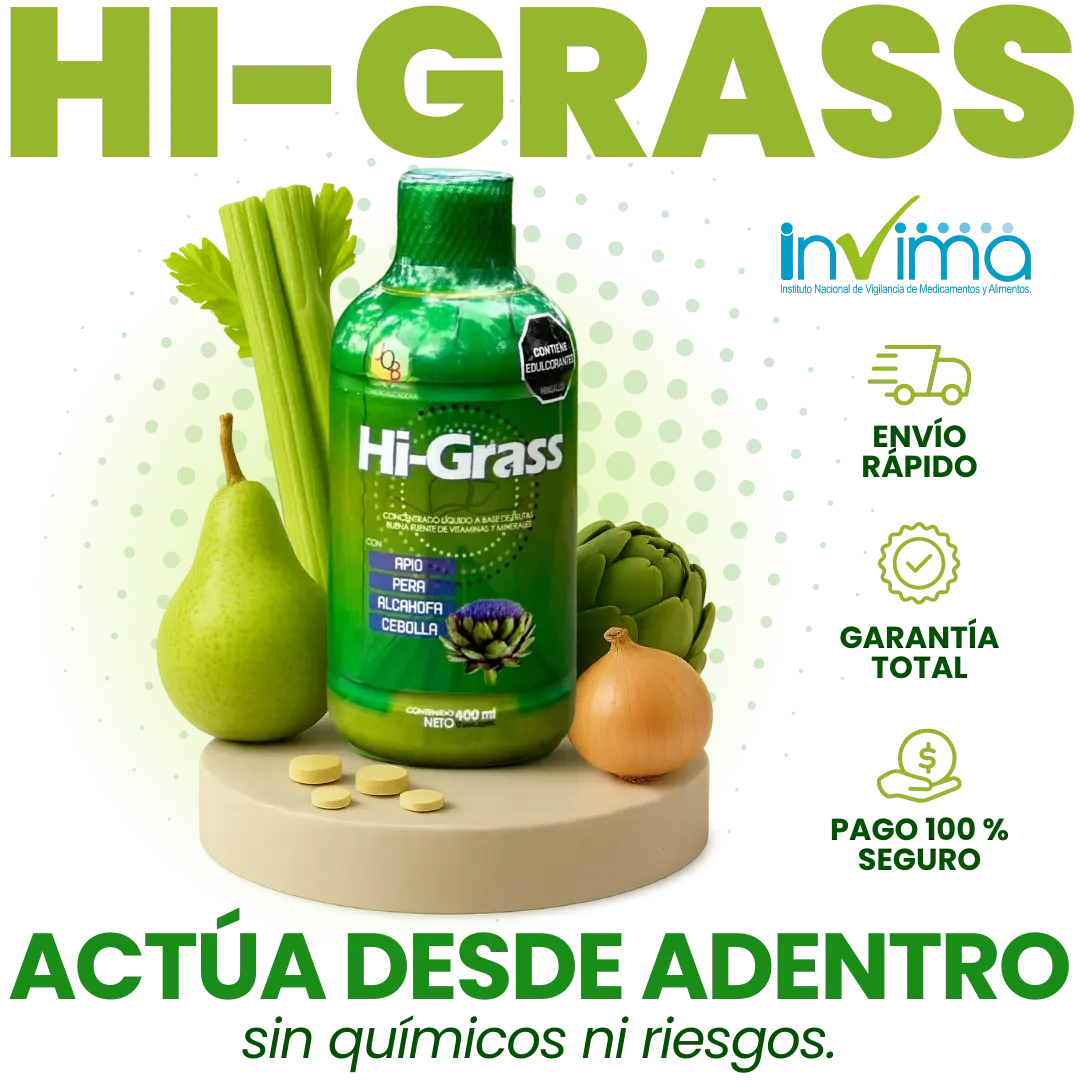Hi-Grass® limpia y regenera tu hígado en 30 días. Kit Alivio rápido + Asesoría Profesional personalizada.