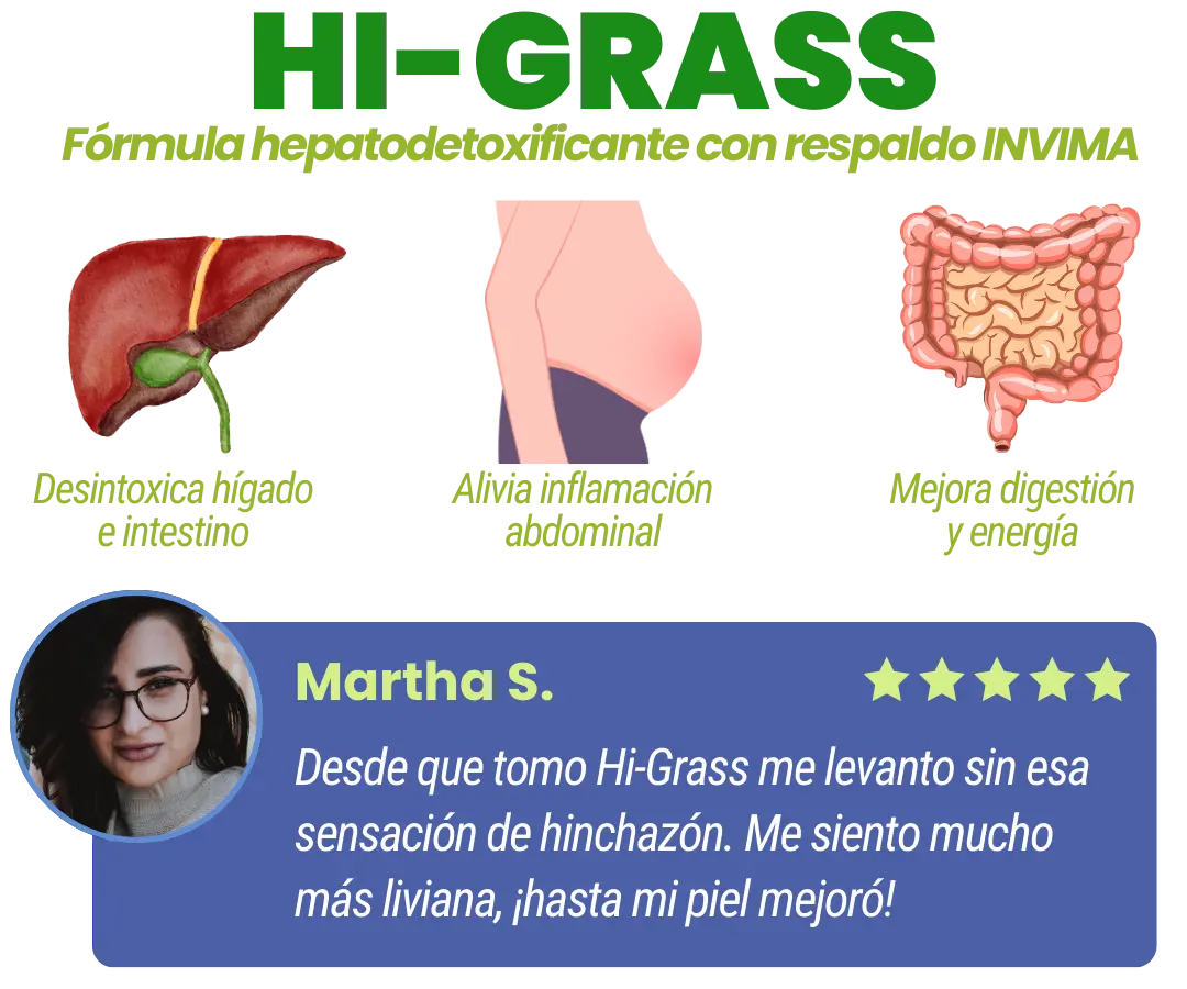 Hi-Grass® limpia y regenera tu hígado en 30 días. Kit Alivio rápido + Asesoría Profesional personalizada.