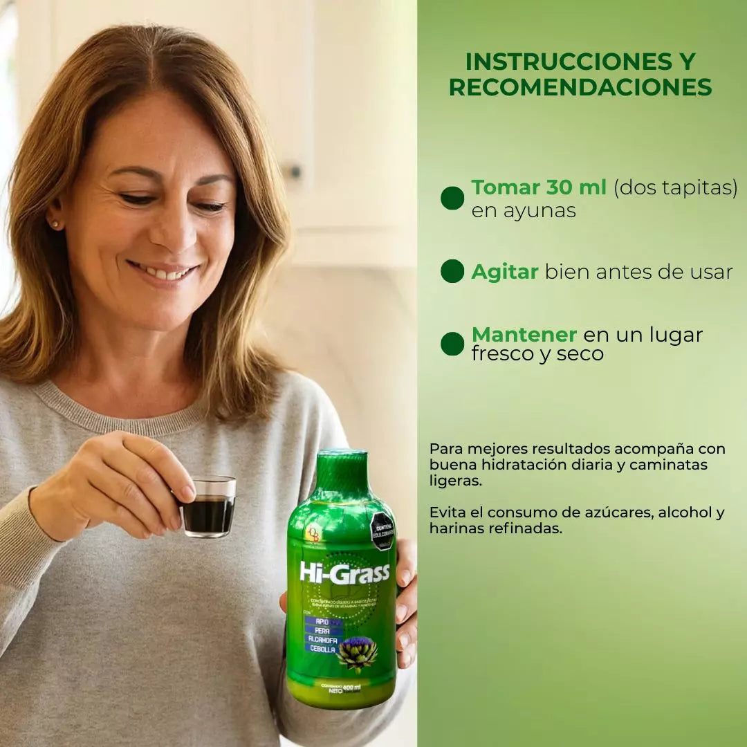 Hi-Grass desintoxica y regenera tu hígado en menos de 30 días. 1 Hi-Grass + Purgante Al-Petit.