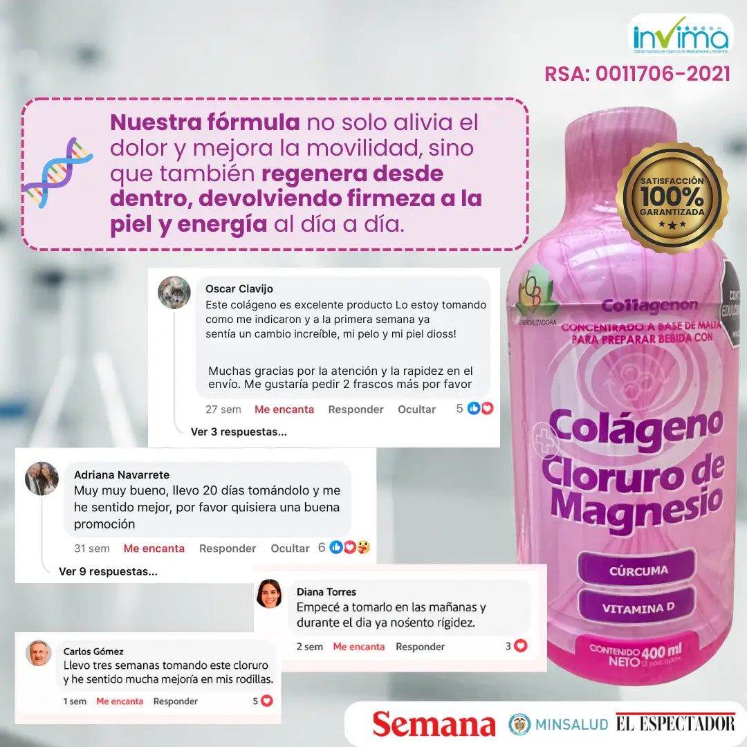 Colágeno con cloruro de Magnesio | Articulaciones libres de dolor y piel rejuvenecida en menos de 45 días