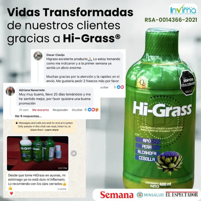 Hi-Grass desintoxica y regenera tu hígado en menos de 30 días. 1 Hi-Grass + Purgante Al-Petit.